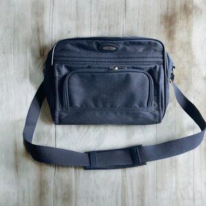 VTG Jaguar Navy Blue Shoulder Bag Canvas Messenger Carry On Luggage